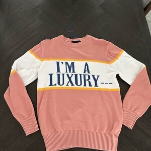 I'm A Luxury Rowing Blazers Gyles & George Crewneck Sweater - Pink and White NWT